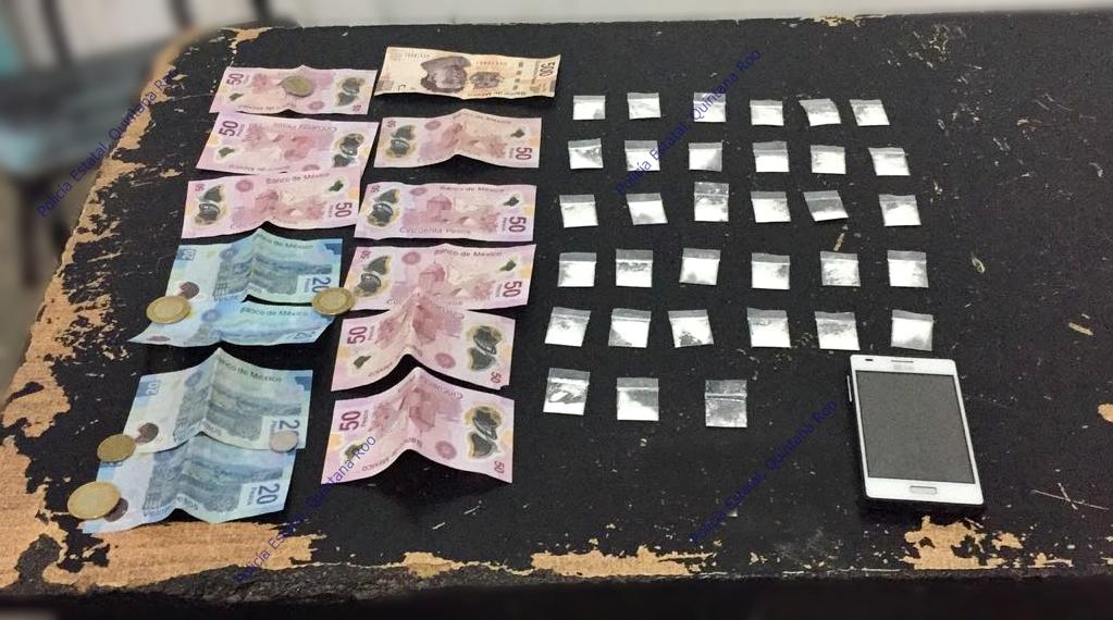 POLICÍA ESTATAL DETUVO EN CHETUMAL A UN HOMBRE CON PRESUNTA COCAÍNA