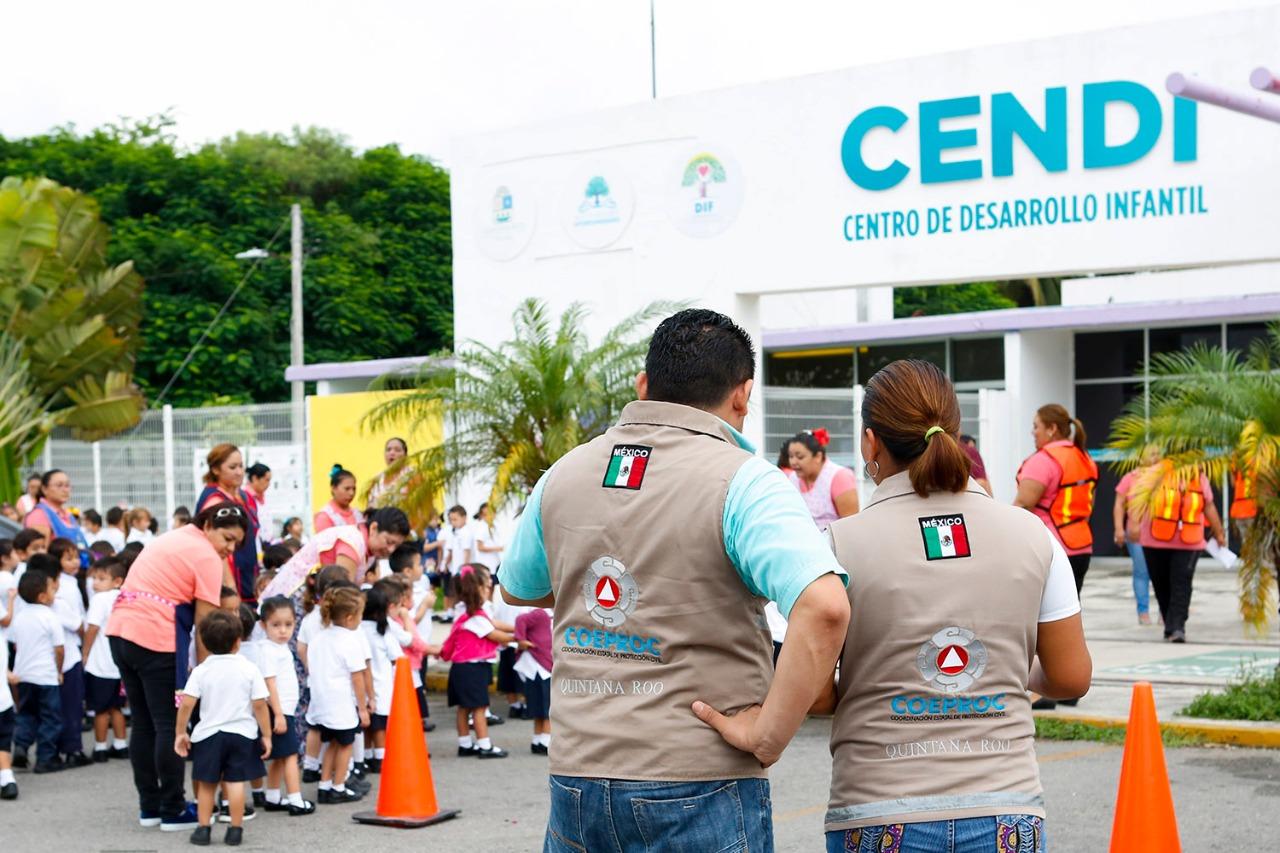 Realiza DIF Quintana Roo simulacros en materia de protección civil en estancias infantiles