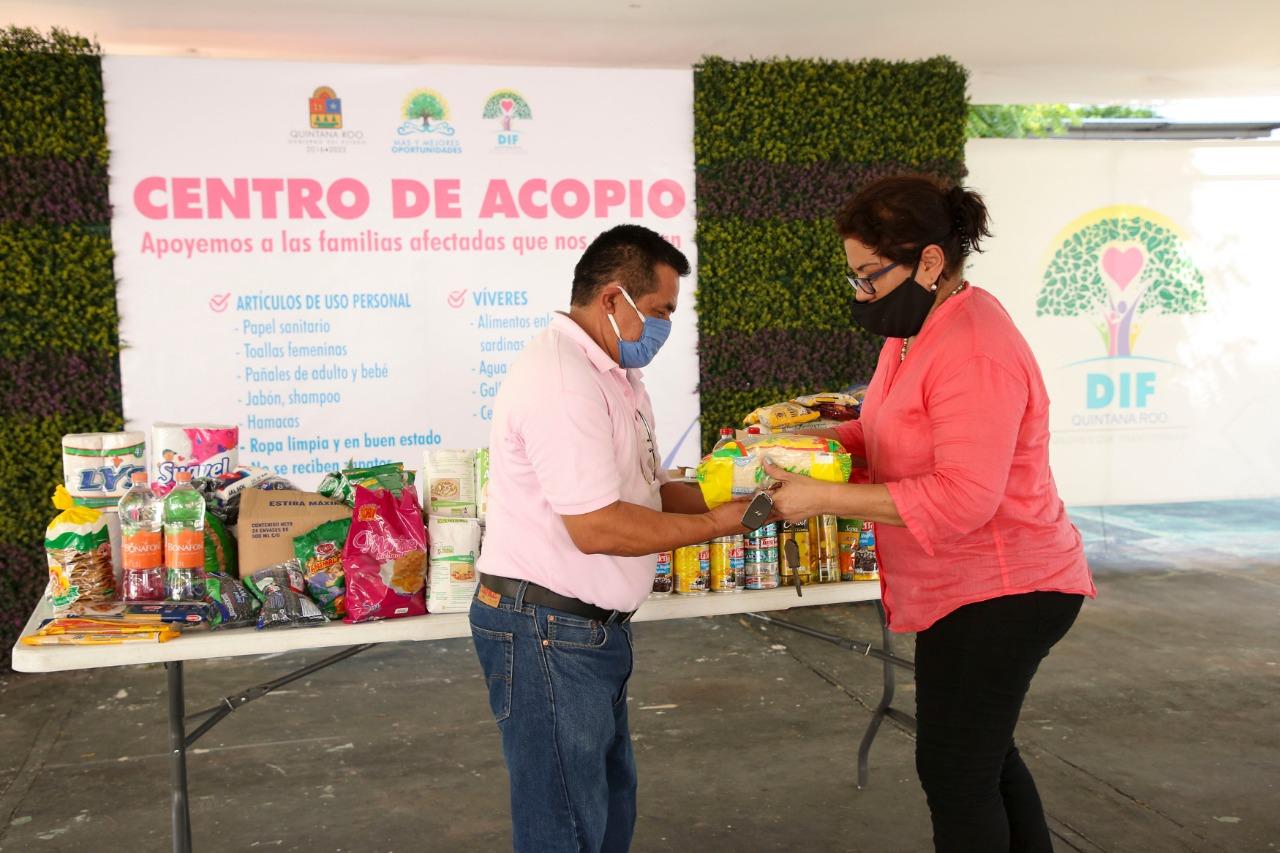 DIF Quintana Roo abre centros de acopio en apoyo a la población afectada por las lluvias 