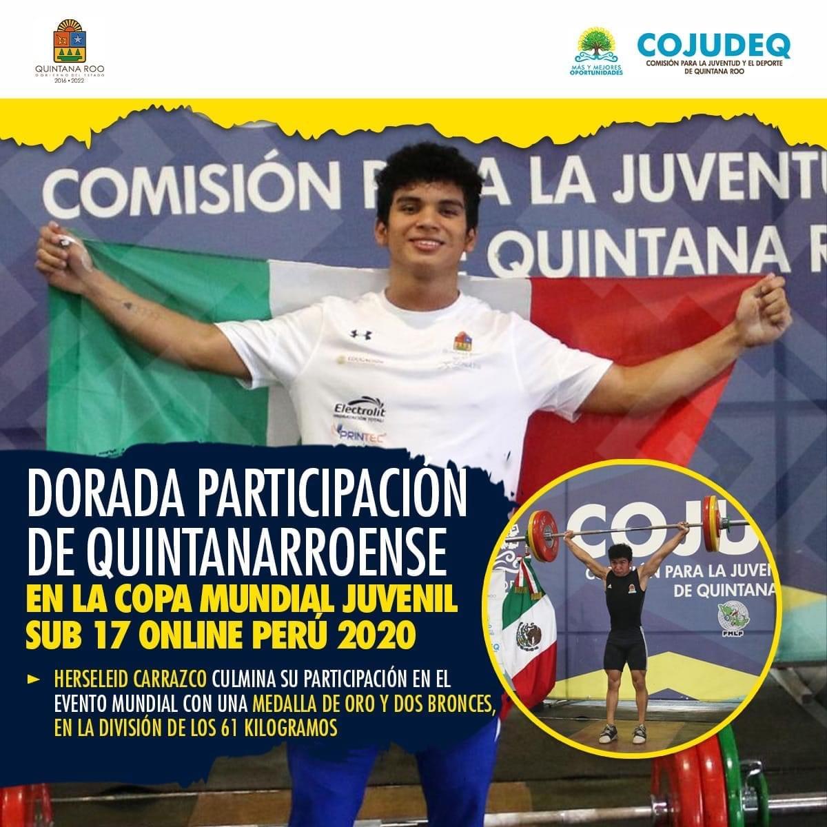 Herseleid Carrazco, campeón mundial juvenil de pesas