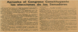 Reseña noticiosa sobre sesión de Legislatura Constituyente