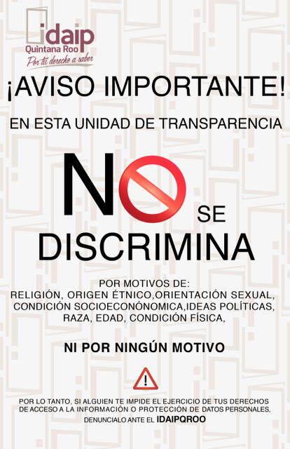 Cartel no discriminación